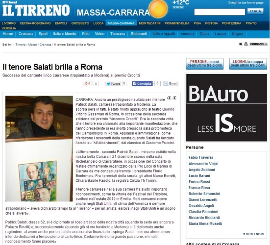 RASSEGNA STAMPA PREMIO 2014 - MODENA IL TIRRENO